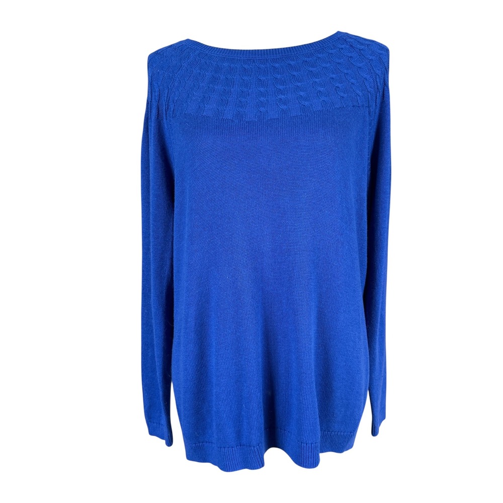 Talbots Cashmere Cotton‎ Blend NWT 1XP Royal Blue Cable Knit Sweater Cozy